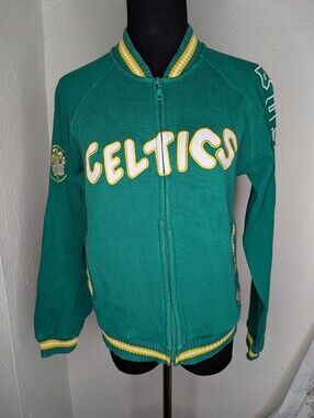 Hardwood Classic Boston Celtics GIII Cotton Zip Up Embroidered Track Jacket Sz S